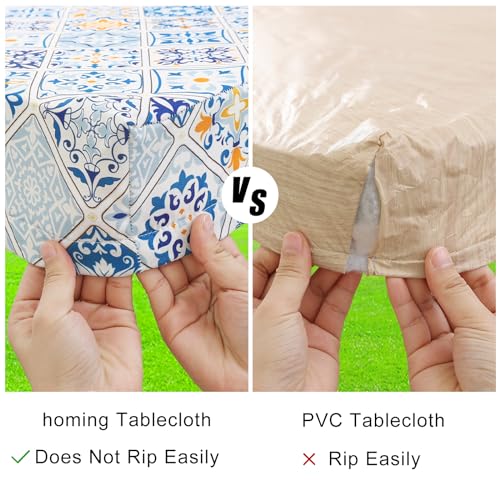 homing Rectangle Printed Fabric Tablecloth, Elastic Fitted Table Cloth for 6 Foot Tables, Washable Polyester Table Cover for Outdoor, Picnic, Camping and Indoor (Floor Tiles, 30" x 72") by homing - Used condition - Image 4