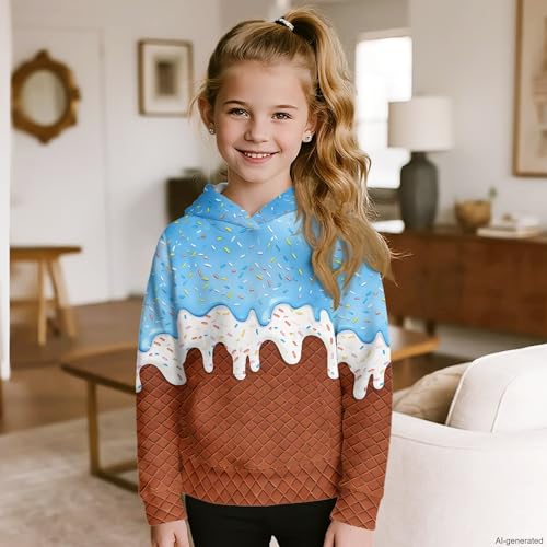 Image of Coloranimal Unisex Girls and Boys Long Sleeve Hoodies Hoody Athletic Pullover Sweatshirts Tops Age 6-16year