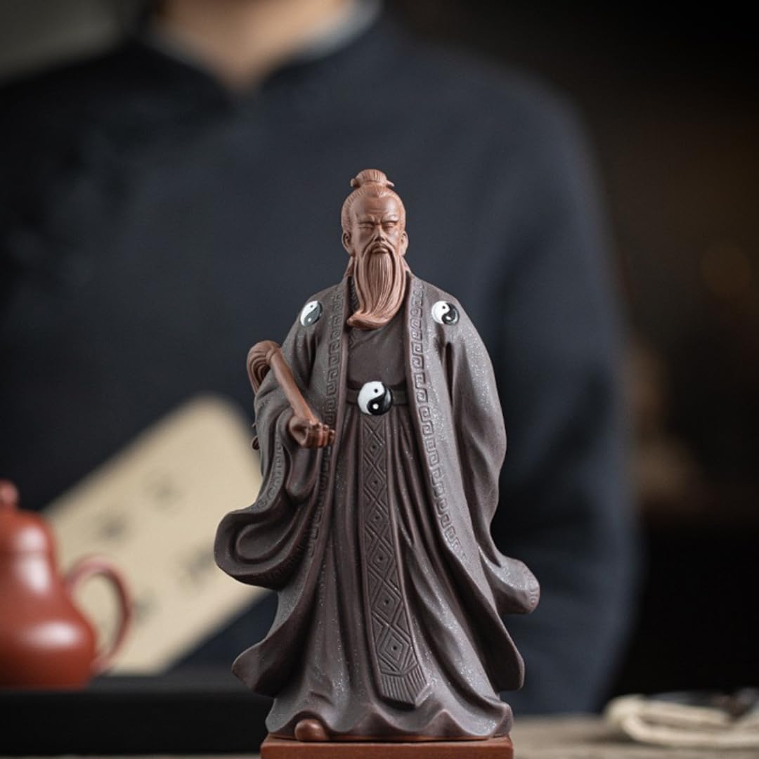 Figuras maestras de Tai Chi de arcilla morada china inspiradas en el zen, estatuas taoístas legendarias de Zhang Sanfeng, esculturas de adorno de Feng Shui hechas a mano para decoración del hogar y la