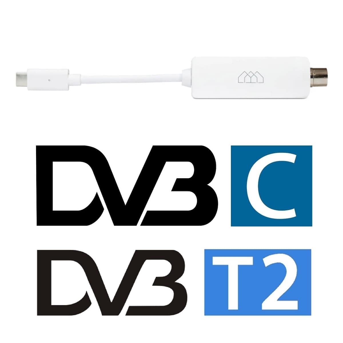 Nonic Homatics Hybrid DVB-C & DVB-T2 Sintonizzatore esterno adatto per i seguenti modelli Android: Homatics Box Q 4K, Homatics Box R 4K, Homatics R 4K Plus – H.265, Plug & Play