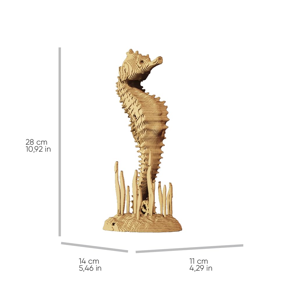 Hippocampe Puzzle 3D en Carton – Maquette à Monter | 109 Pièces, 28 × 14 × 11 cm – Kit Sculpture DIY à Peindre, Matériaux Recyclés, Ados & Adultes, Idée Cadeau Déco
