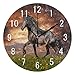 Produktbild Use7 Wanduhr mit schwarzem Pferd, Sonnenuntergang, rund, Acryl, nicht tickend, geräuschlos, Kunst für Wohnzimmer, Küche, Schlafzimmer