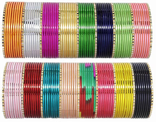 Base Metal Bangle Set for Women and Girls, Multi-Color, Pack Of 146