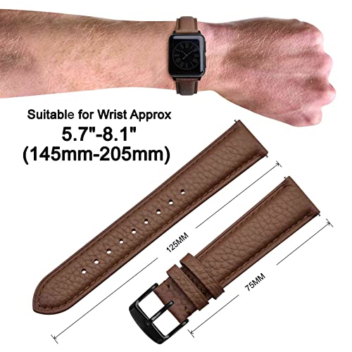 Image of ANNEFIT Watch Band 20mm, Quick Release Textured Padded Leather Straps with Black Buckle for Men and Women (Brown)