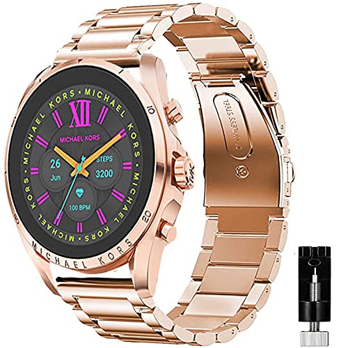 Giaogor Pulsera compatible con MK Gen 6 Bradshaw 2021, correa de reloj clásica de acero inoxidable para reloj inteligente Michael Kors Gen 6 Bradshaw (oro rosa)