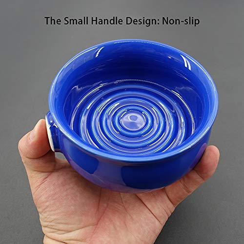 Bicrops Ceramic Shaving Soap Bowl For Men, Non-Slip Handle, Wide Mouth, Large Capacity, Easier To Lather-Royal Blue #TOP2