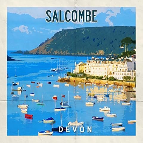 Salcombe Retro Poster Greeting Card Cover