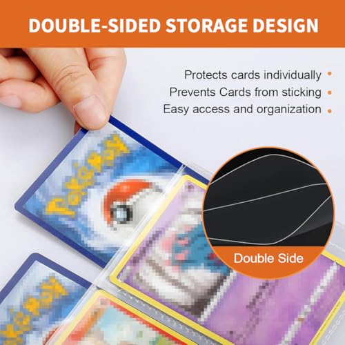 Image of PATPAT 540 Pockets 2.6x3.58 inches Per Cell Card Holder, Trading Cards Organizer Holder Double Sided Transparent Card Collection Book with Snap Button Closure Game Trading Card Holder