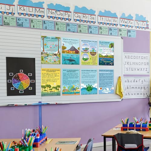 Image of Pasimy 11 Pcs Science Biology Posters Classroom Ecosystems Teaching Poster Ecosystems Biological Food Chain Bulletin Board for Classroom Decoration Teacher Middle High School Educational Library Home