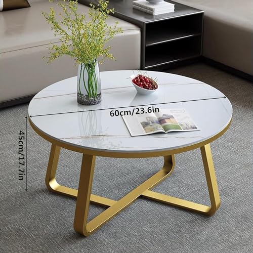 Image of Shoppee Coffee Table - Modern 2-Tier with Faux Marble Top and Gold Metal Frame - Stylish Center Table for Living Room, Sofa Table, Elegant Cocktail Table for Home, Office, Gold & Brown