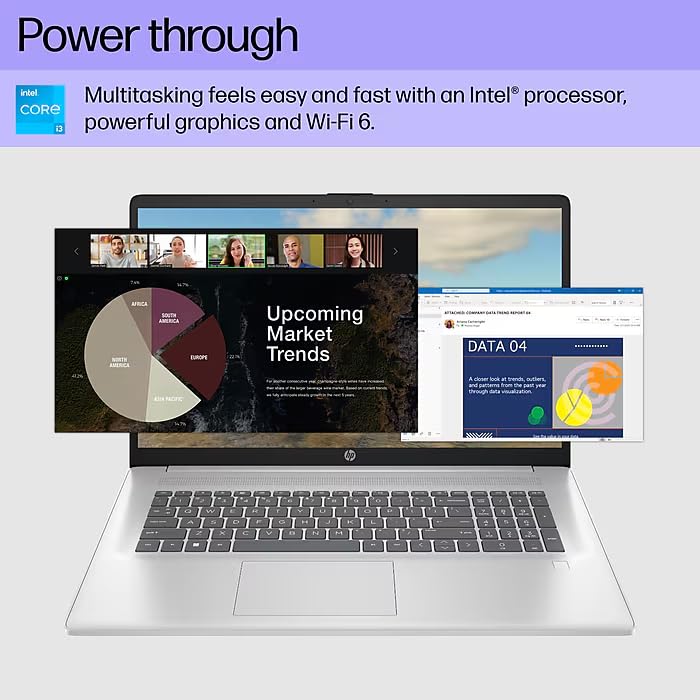 Image of HP 17.3 Inch Laptop | Intel Core i3-1215U Hexa-Core Processor | 8GB RAM, 512GB SSD | Windows 11 | Natural Silver | WiFi-6 | True Vision HD Cam | McAfee Smart AI Security Trial | 5Gbs USB-C