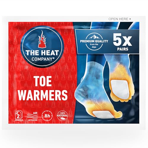 THE HEAT COMPANY Toewarmers - 5 Pairs - EXTRA WARM - Adhesive - Foot Warmers - 8 Hours Warm Feet - Instant Heat - Air Activated - Purely Natural