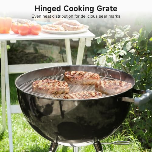 SHINESTAR Hinged Grill Grate, Fits for Weber 22\" Charcoal Grills, 21.5\" BBQ Cooking Grate Compatible with Original Kettle, Master Touch, Performer, and Jumbo Joe Premium