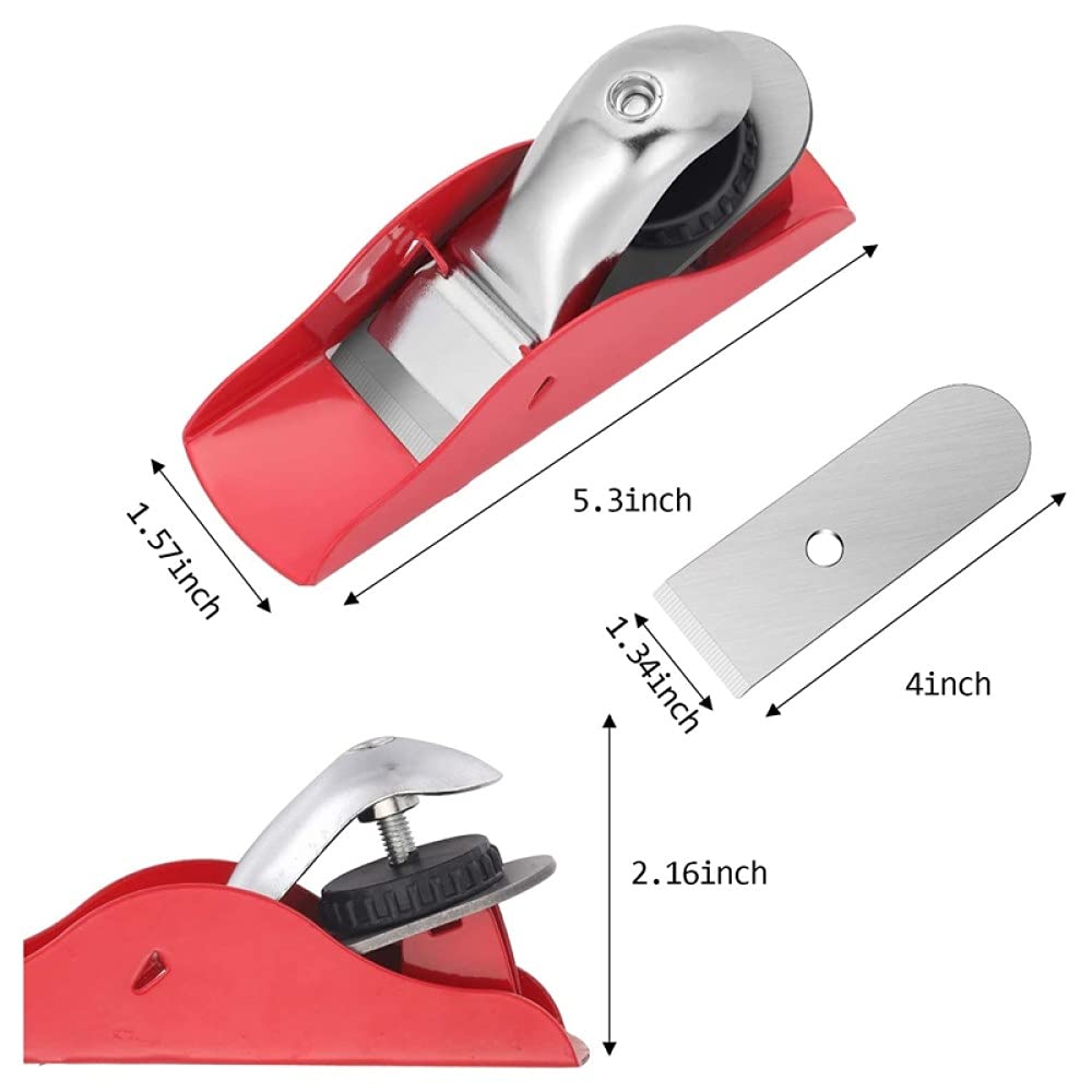 Cuchillo de carpintero， Mini cepillo de mano con 2 hojas de repuesto, cepillo de bloque ajustable for carpintería