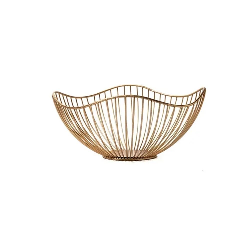 Elegante bandeja para fruta de metal con acabado dorado para salones modernos