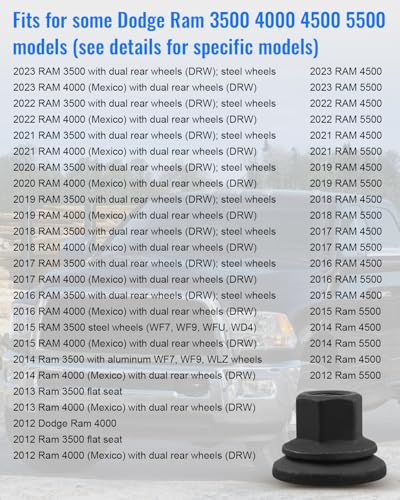Image of Wheel Lug Nut 611-936 Fit for Dodge Ram 3500 4000 4500 5500 2012-2022 Some Models, M14-1.50 Flange 22mm Hex, 28.5mm Length, Medium 6509424AA