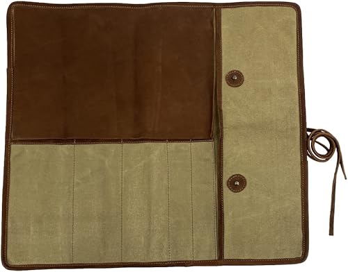 Miniatura 35 de Estuche de cuero rústico para cuchillos, bolsa duradera para cuchillos de chef para chefs profesionales, bolsa de rollo de cuchillos, funda