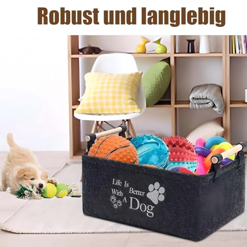 MXYZQDE Hundespielzeug Aufbewahrung, Spielzeug Aufbewahrung Box aus Filz, Aufbewahrungsbox Filz für Hundespielzeug, 38 x 25 x 18 cm, Ideal für Wohnzimmer und Reisen