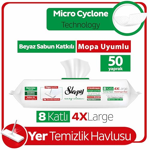 Image of Sleepy Easy Clean White Soap Additive Mopa Compatible Floor Cleaning Towel, 50 Sheets