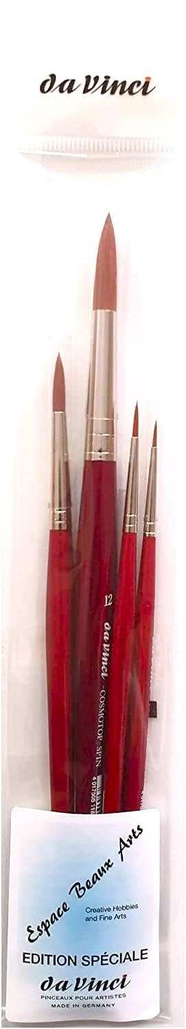 Da Vinci Series 5580 cosmotop - Set di 4 pennelli per acquerelli sintetici, n. 0, 2, 6, 12 Made in Germany