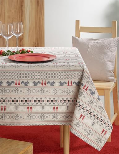 Atenas Mantel Antimanchas Navideño - Estampado de Navidad - Modelo Einar (150x250)
