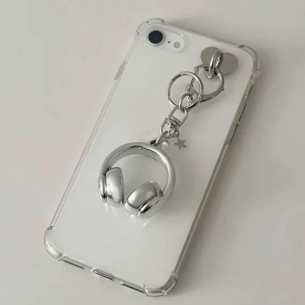 Trendy Gradient Earphone Keychain Fashionable Carabiner Clip for Music Lovers Personalize Alloy image 5