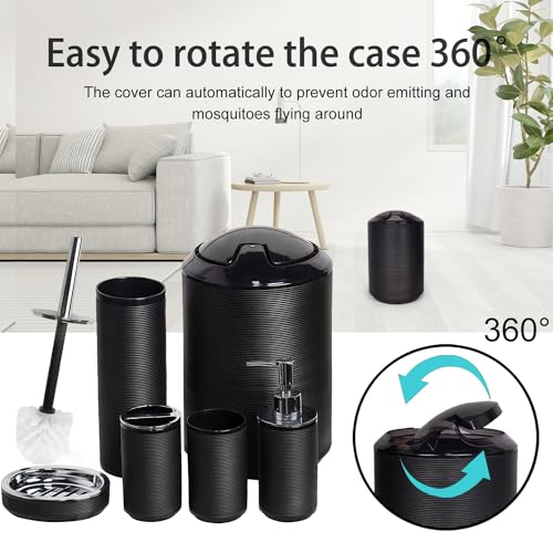 CERBIOR Bathroom Accessories Set 6 Piece Bath Ensemble Includes Soap Dispenser, Toothbrush Holder, Toothbrush Cup, Soap Dish for Decorative Countertop and Housewarming Gift, Black - Image 6