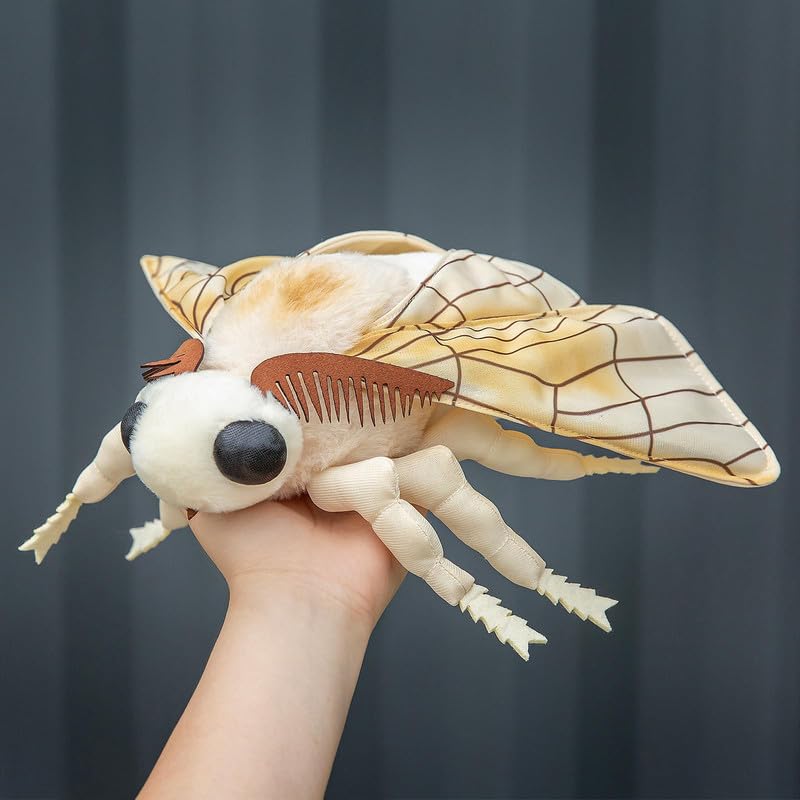 PuffPurrs Motte Plush 33CM/12IN, Kawaii Moth Plüschtier, Realistische Silk Moth Kuscheltier, Motten Stofftier Plüsch Spielzeug für Kinder Kuscheltiere, Geschenk für Natur- und Tierliebhaber