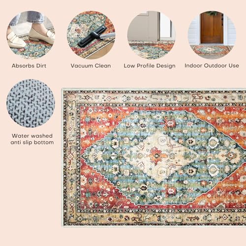 Tianlin 2 Pcs Washable Indoor Doormat 18 Inch X 30 Inch Non Slip Retro Floor Mat Area Rug Absorbent Entrance Rug Distressed Rug, Accent Throw Rug For Bedroom Kitchen Entryway Bathroom thumb #5