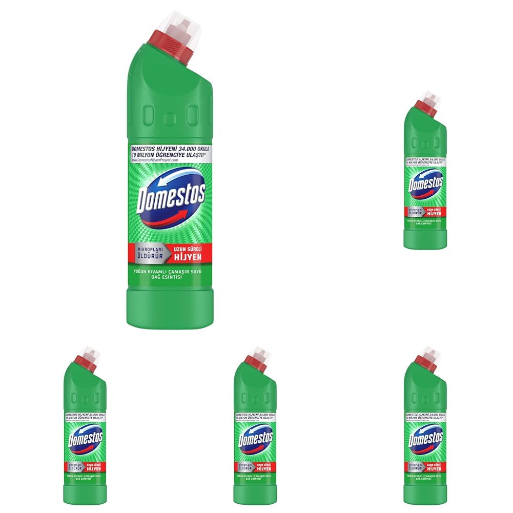 Domestos Yoğun Kıvamlı Çamaşır Suyu Maksimum Hijyen Dağ Esintisi 750 ml 5 paketi, 750 ML x 5, Dağ Esintisi Çamaşır Suyu