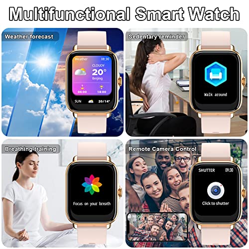 Smartwatch Damen mit Telefonfunktion, 1.7" Touchscreen Uhr Fitness Tracker mit Whatsapp Funktion, Wasserdicht Fitnessuhr Sportuhr für iOS Android, Geschenk für Geburtstag Weihnachten, Watch Rosegold – Bild 7
