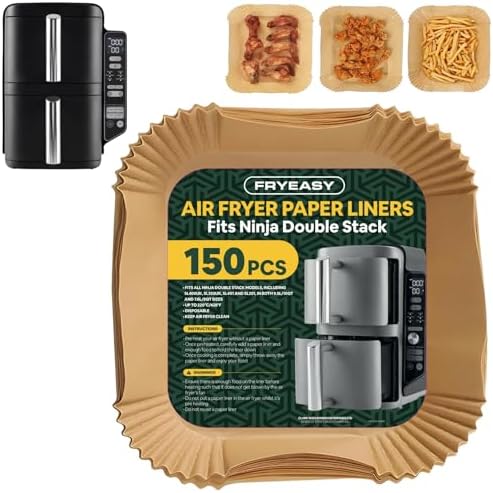 150pcs Disposable Paper Air Fryer Liners for Ninja Air Fryer Doub...