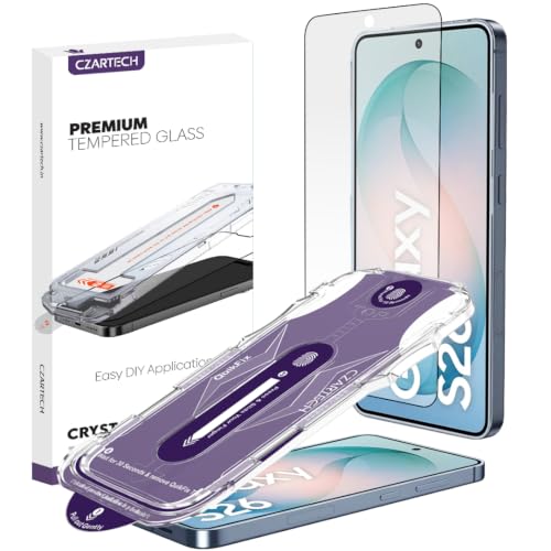 Image of Czartech Quik-Fix Tempered Glass Screen Protector for Samsung Galaxy S26 | Edge to Edge 9H Screen Guard with Self Application Tool | Bubble Free | Scratch Guard | Fingerprint Supported