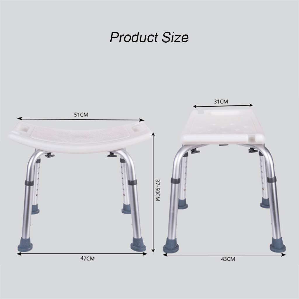 Ergonómico Asiento de Ducha Mujer Embarazada Taburete de baño Ajustable en 6 Alturas Antideslizante Banco de Ducha Marco de Aluminio Ancho para Ancianos y discapacitados Ayuda de baño