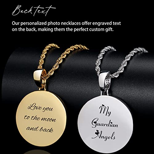 3UMeter Custom Necklace Picture Necklace Memory Pendant with Chain Personalized Photo Pendant Gifts for Him Gifts for Her 18k Gold Hip Hop Jewelry4