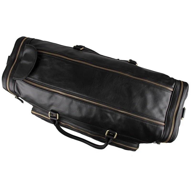 Business Leather Mens Travel Bag Waterproof Leather Overnight Bag for Male Hand Luggage Men Weekend Bag,D-58.5 * 35.5cm4