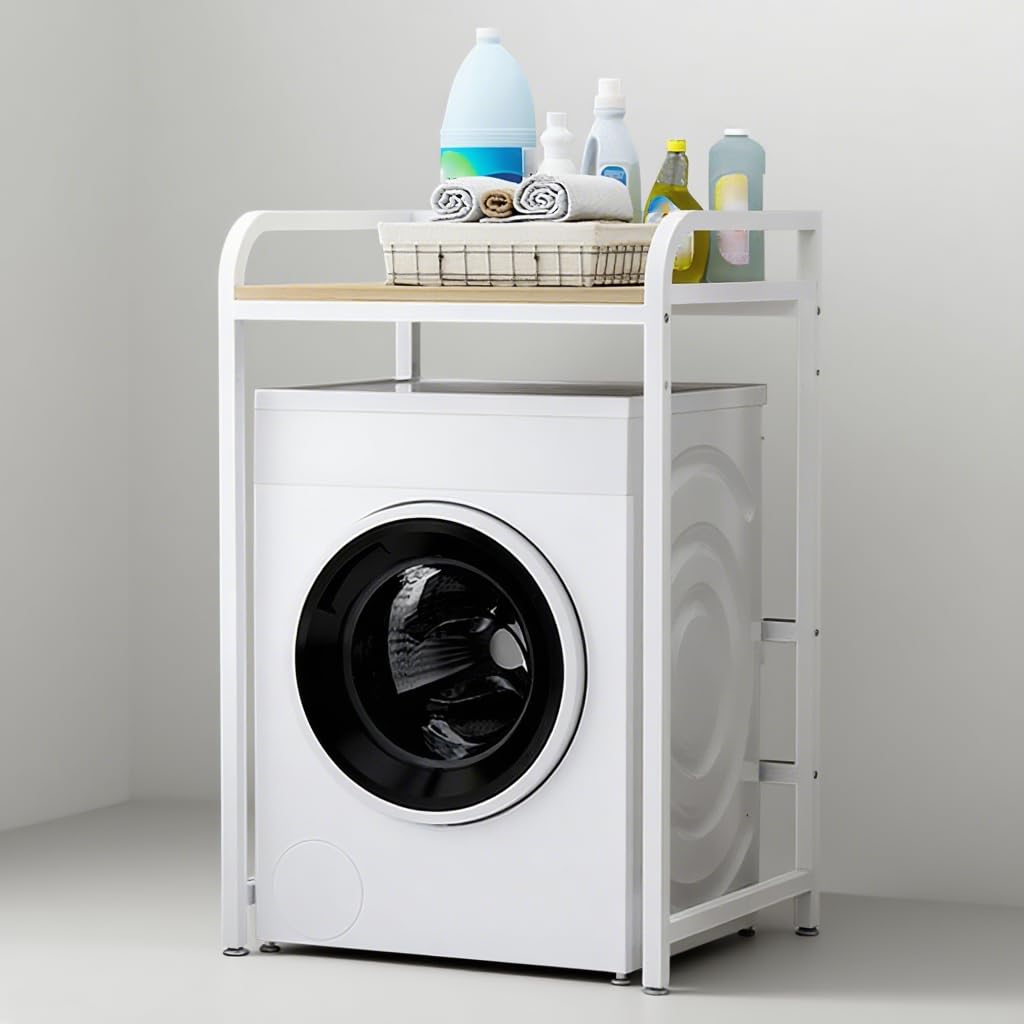 Mueble Lavadora Secadora, Metálico Soportes para lavadoras-secadoras Soporte de Carga 400 Kg, Estanterías para baño para lavadora para balcón/lavadero (ICXYJB-QF, 70X60X110CM)