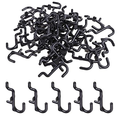HapGlan 50 Pcs/100 Pcs Black Pegboard J Hooks Heavy Duty J Shape Peg Hook Peg Board Tool