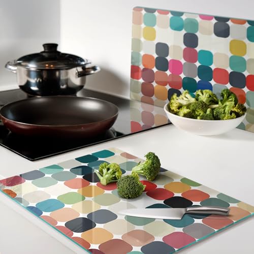Planche à découper en verre moderne 2x40x52 cm symétrique pour décoration de cuisine