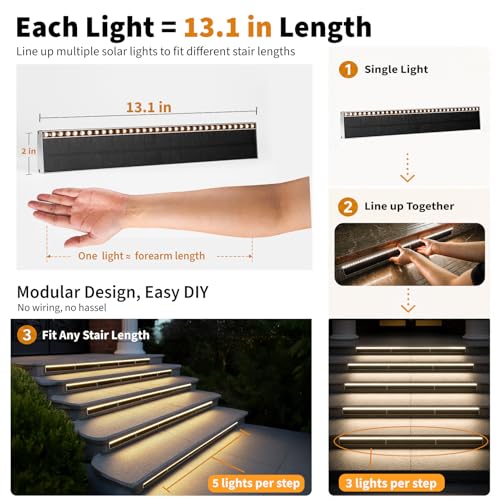 SHONELIGHTING Solar Step Lights Outside, 33 Focused LEDs, Stair Light, 8PK - image 2
