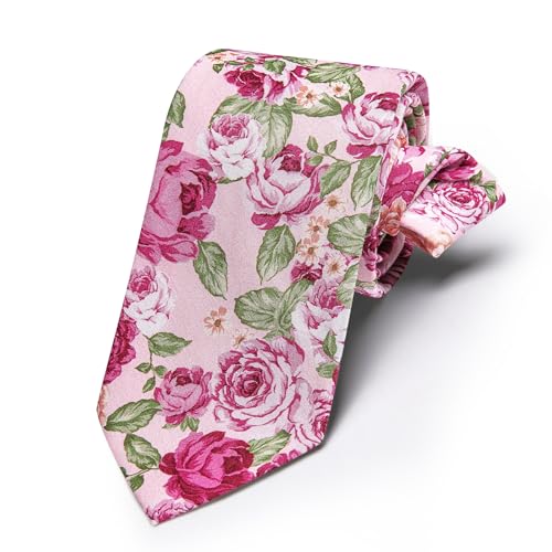 Image of Barry.Wang Mens 6 PCS Ties Silk Striped Paisley Check Floral Necktie Silky Woven Wedding Business Party Ties 3.34 inch