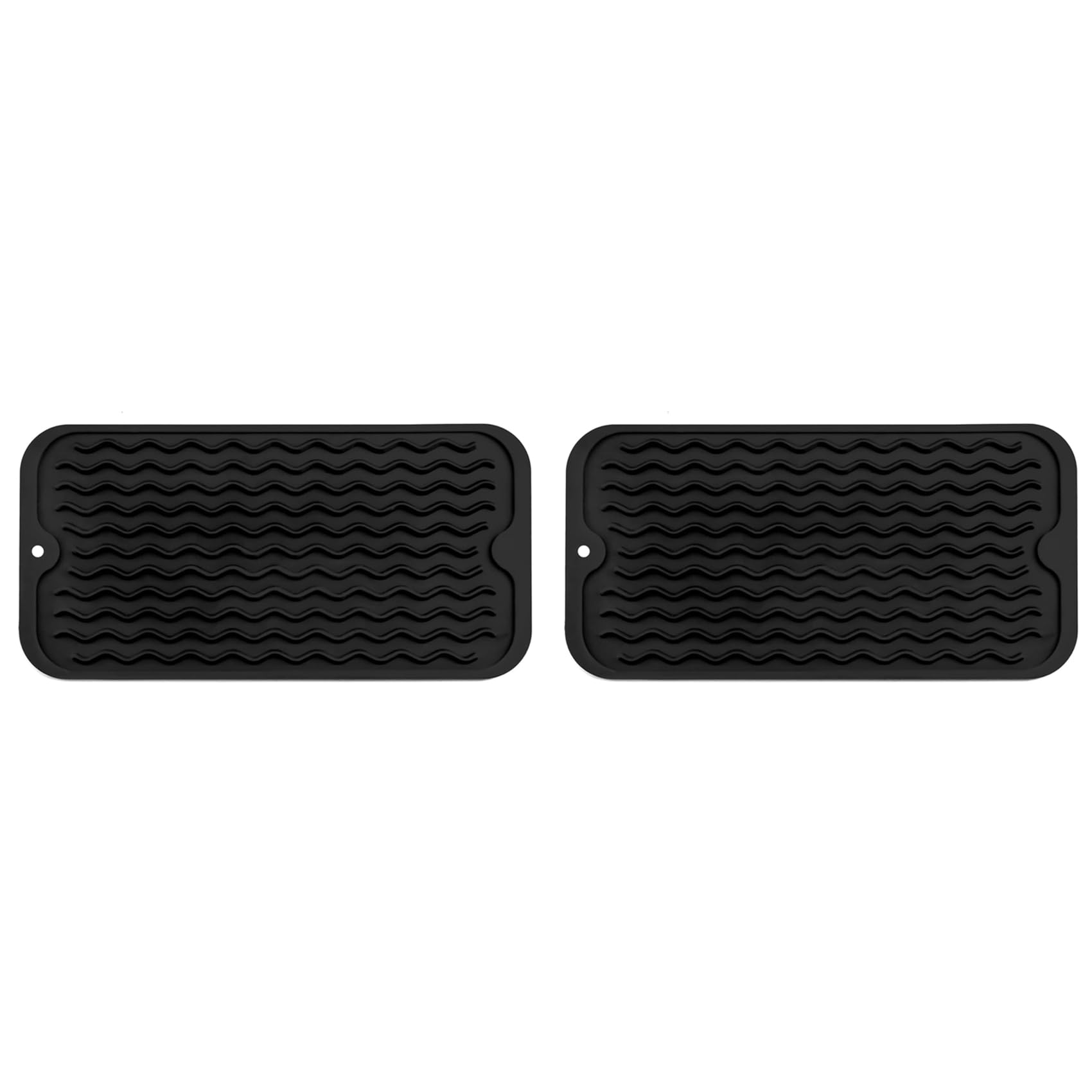 Hndhbfgrt 2X Dish Drying Mat for Multiple Usage, Easy Clean, Eco-Friendly, Heat- Silicone Mat for Kitchen Counter Black-A