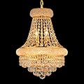 Crystal Chandeliers for Dining Room Light Fixtures Over Table, Empire Style K9 Crystal Chandelier for Living Room, 6 Lights Gold Luxury Lighting Fixtures for Bedroom Kitchen Island Entryway D15 Inch