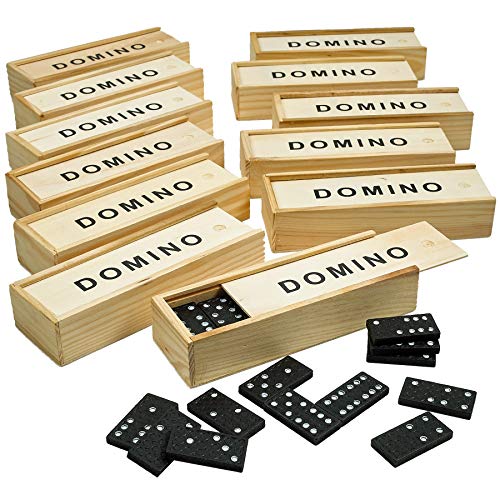 Kicko Wooden Dominoes Set - Pack of 12 Classic Board Games - Blocks