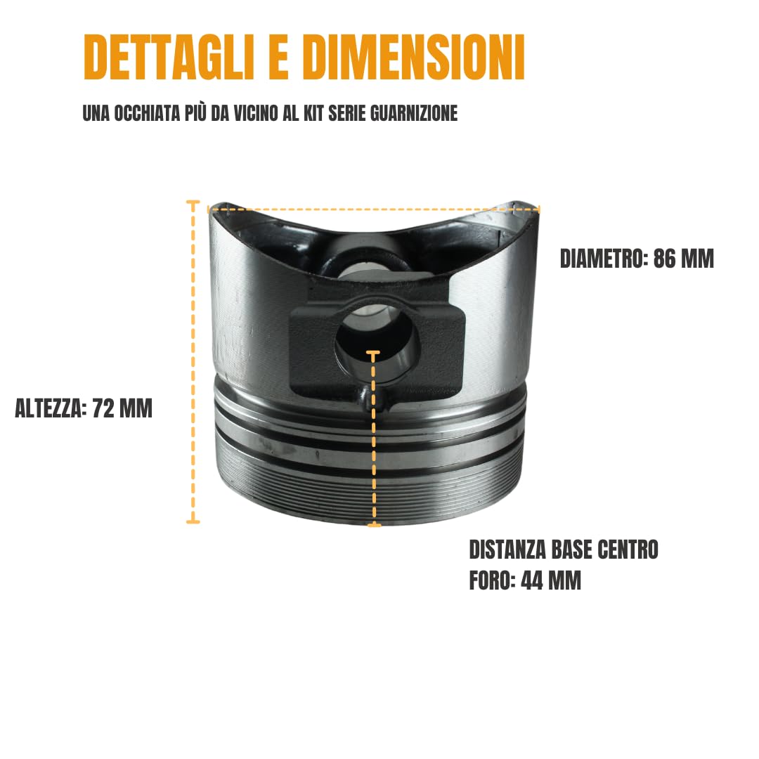 Generico Kit Cilindro e Pistone + Pompa Olio + Serie Guarnizione Completa e Paraoli Compatibile per Motore Lombardini Diesel 6ld 400 per Motozappa e Motocoltivatore