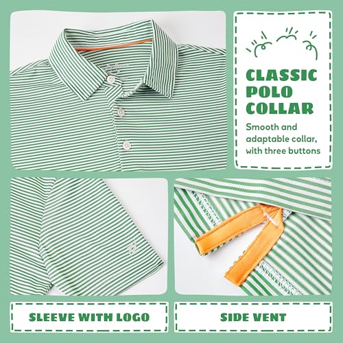 Image of Boys Polo Shirts Short Sleeve Striped Performance Moisture Wicking Dry Fit Golf Shirts for Boys Youth Kids