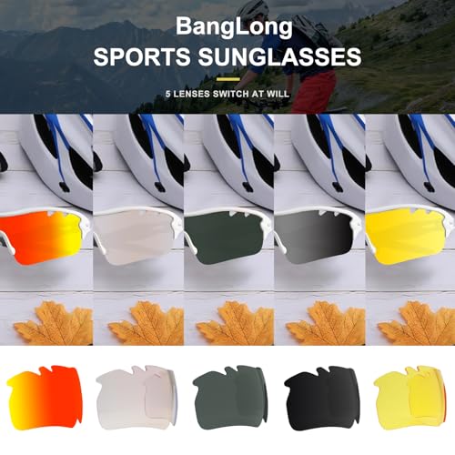 Image of BangLong Polarized UV400 Sports Sunglasses with 5 Lenses for Men Women