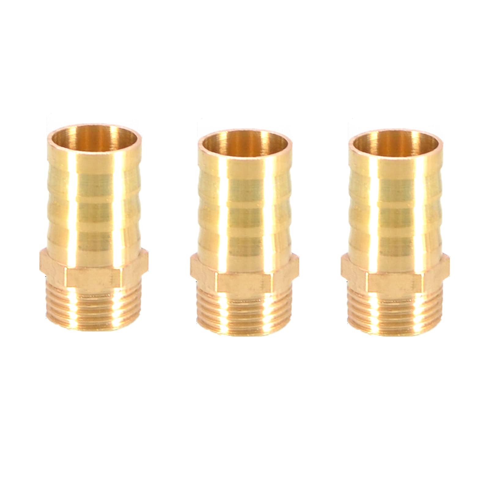 3PCS Brass Barbed Hose Fitting Coupler Connector 16mm to 3/8” Male BSP Thread Pipe Nipple Fitting Pipe Adapter