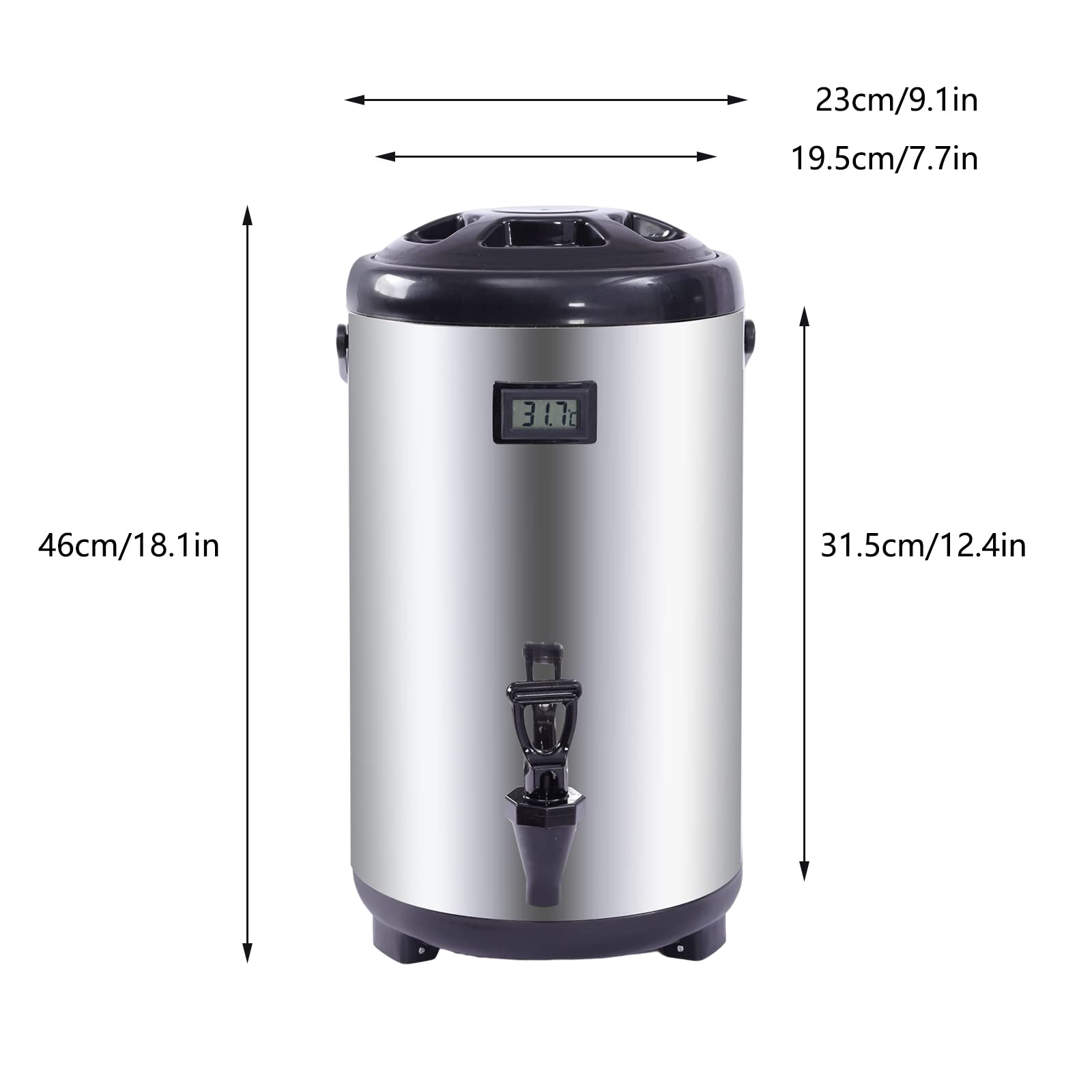 12L/ 3.17Gal Insulated Beverage Dispenser,Thermal Hot & Cold Drink Dispenser Coffee Milk Airpot Beverage Dispenser,for Cafes, Buffets, Offices, Hotels
