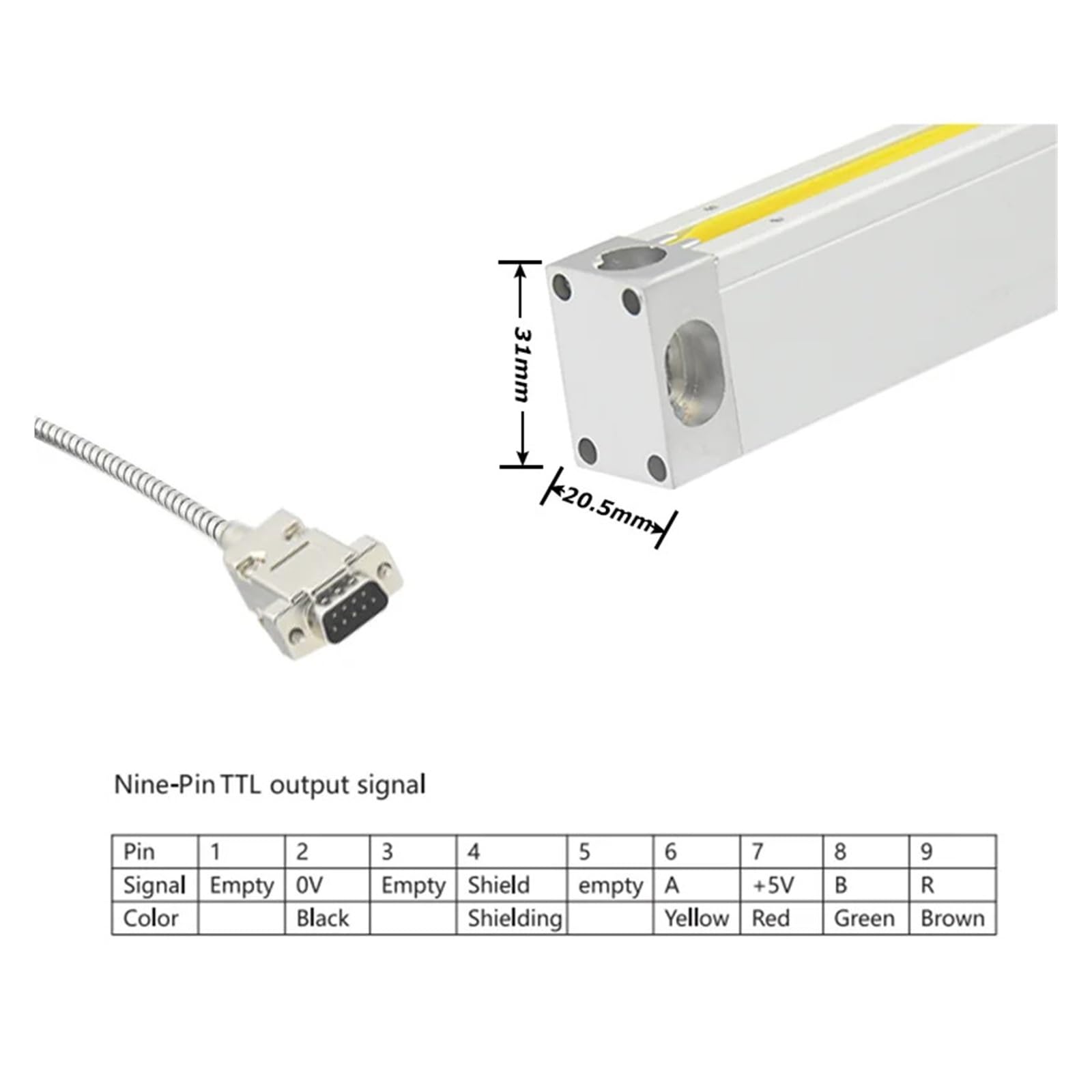 Règle linéaire en verre haute précision IP55 5 um standard 50-1000 mm Règle à réseau optique Capteur d'encodeur linéaire(400mm)